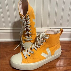 Veja Women's High-Top Sneakers - Orange and White